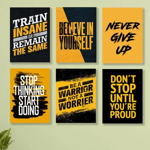 Set Of 6 Motivational Wooden Canvas Frames For Wall Decore