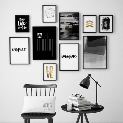 Motivational Wooden Wall Art Frame Set of 10 | Inspirational Quotes